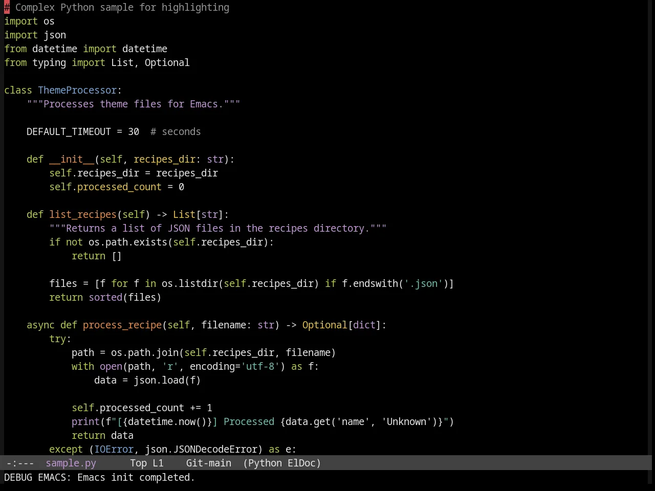 Sanityinc Tomorrow Bright in python-mode