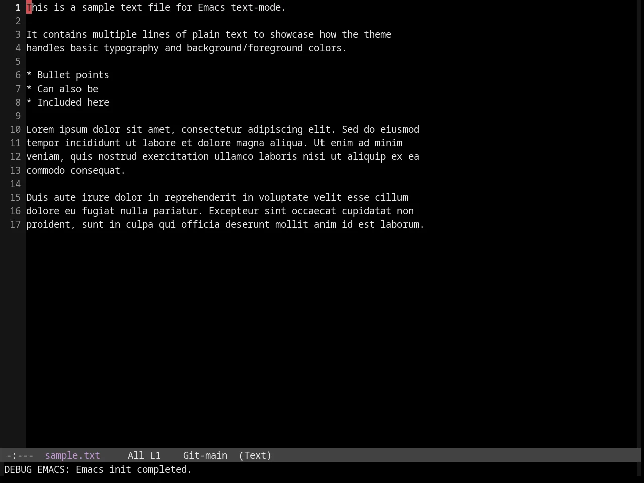 Sanityinc Tomorrow Bright in text-mode