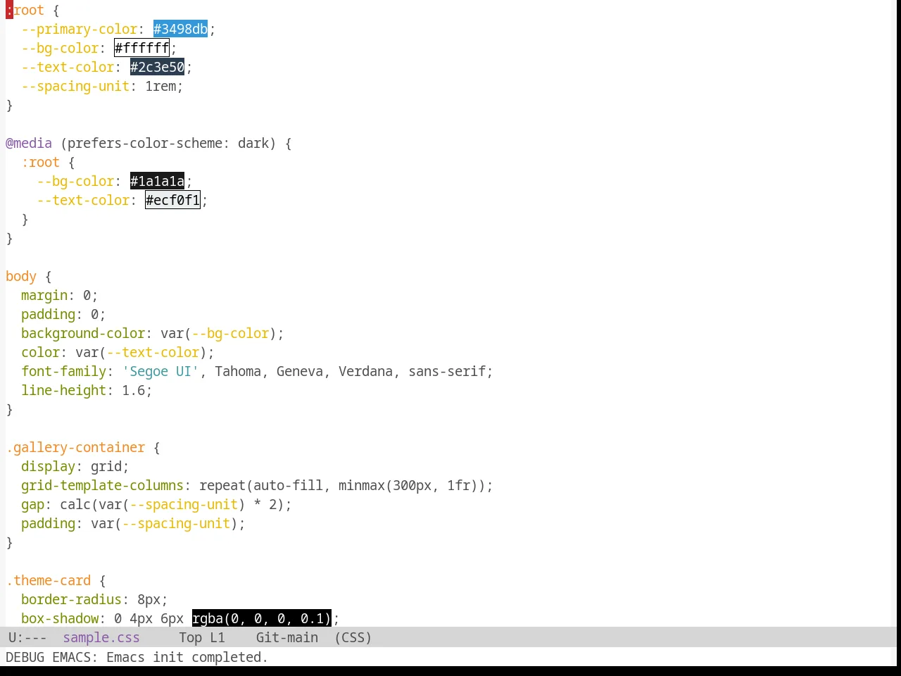 Sanityinc Tomorrow Day in css-mode