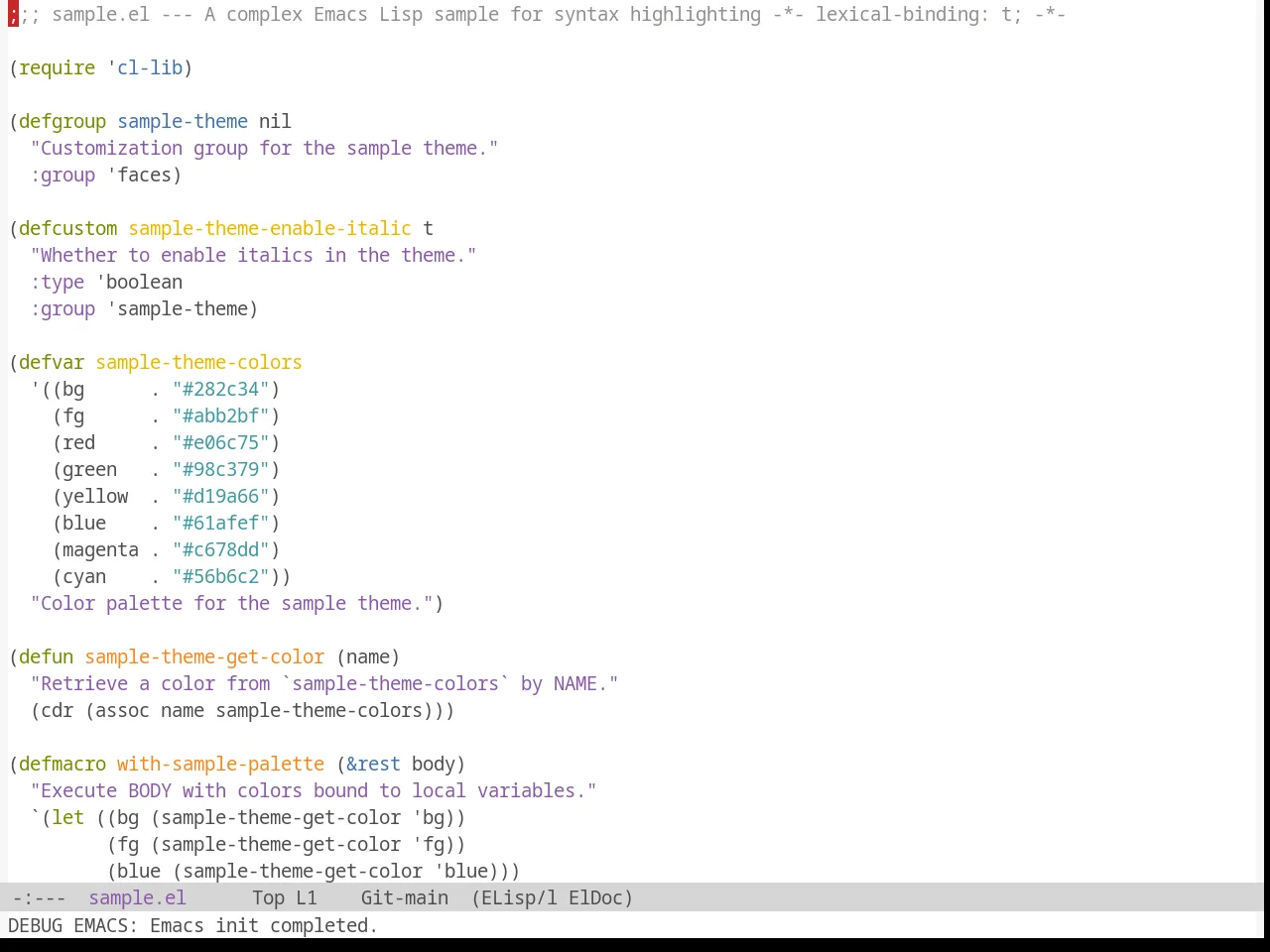 Sanityinc Tomorrow Day in emacs-lisp-mode