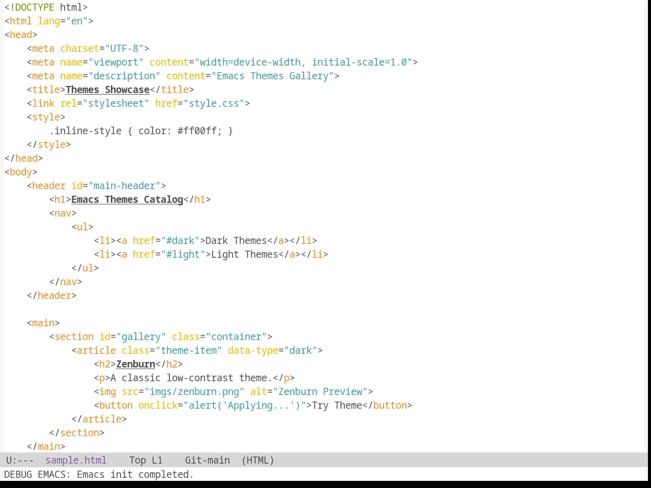 Sanityinc Tomorrow Day in html-mode