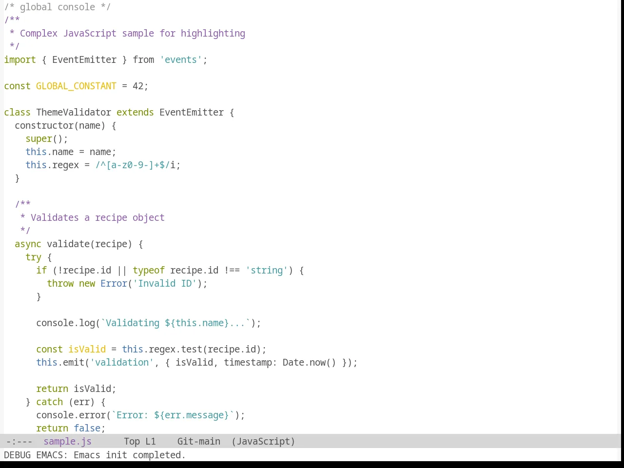 Sanityinc Tomorrow Day in javascript-mode
