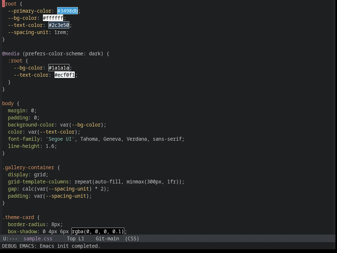 Sanityinc Tomorrow night in css-mode