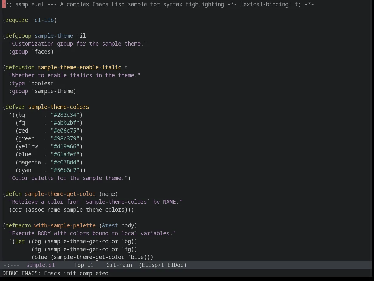 Sanityinc Tomorrow night in emacs-lisp-mode