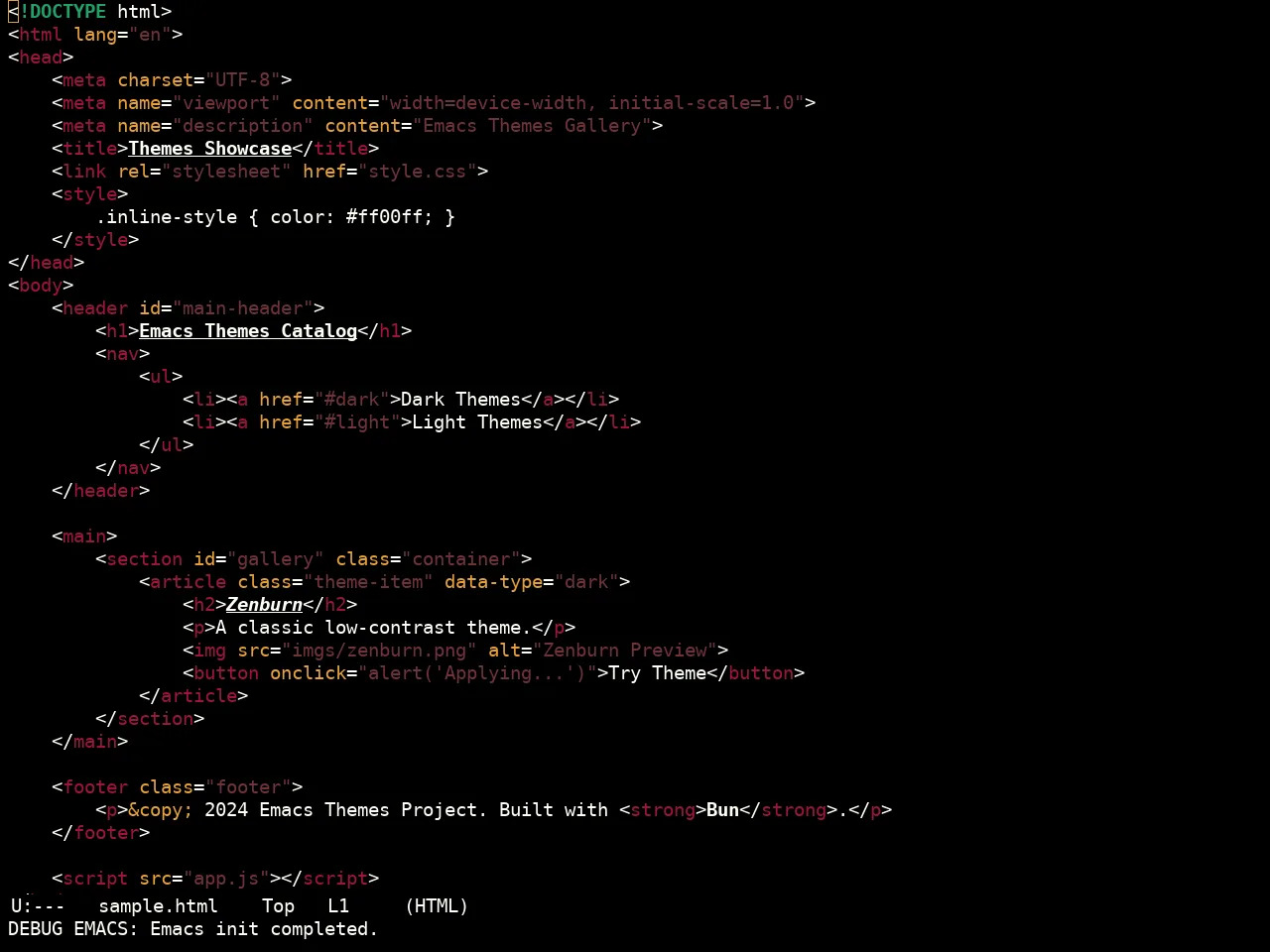 Sculpture Themes Dark Theme in html-mode