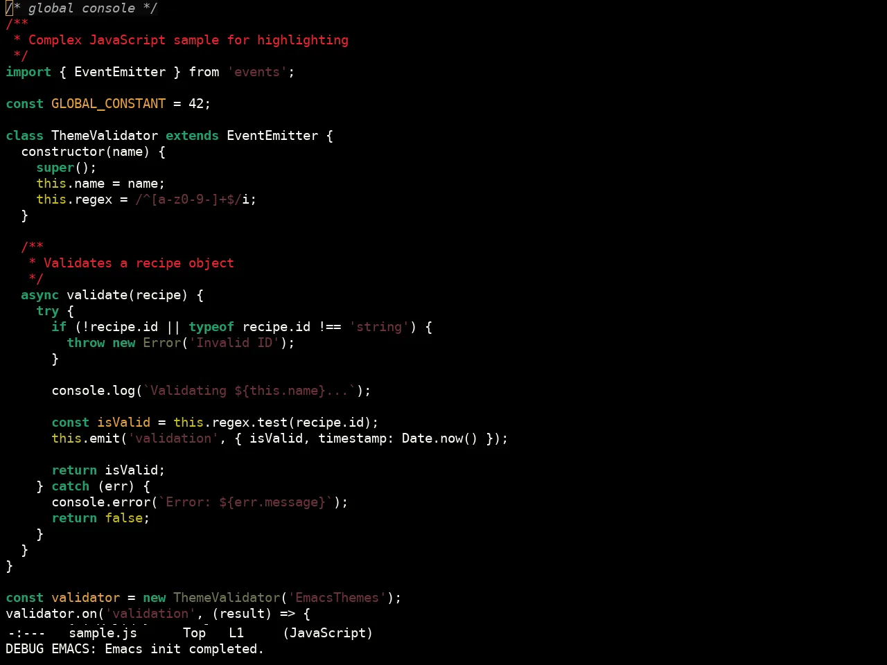 Sculpture Themes Dark Theme in javascript-mode