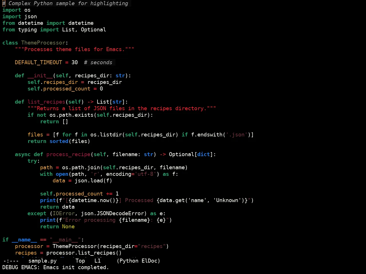 Sculpture Themes Dark Theme in python-mode