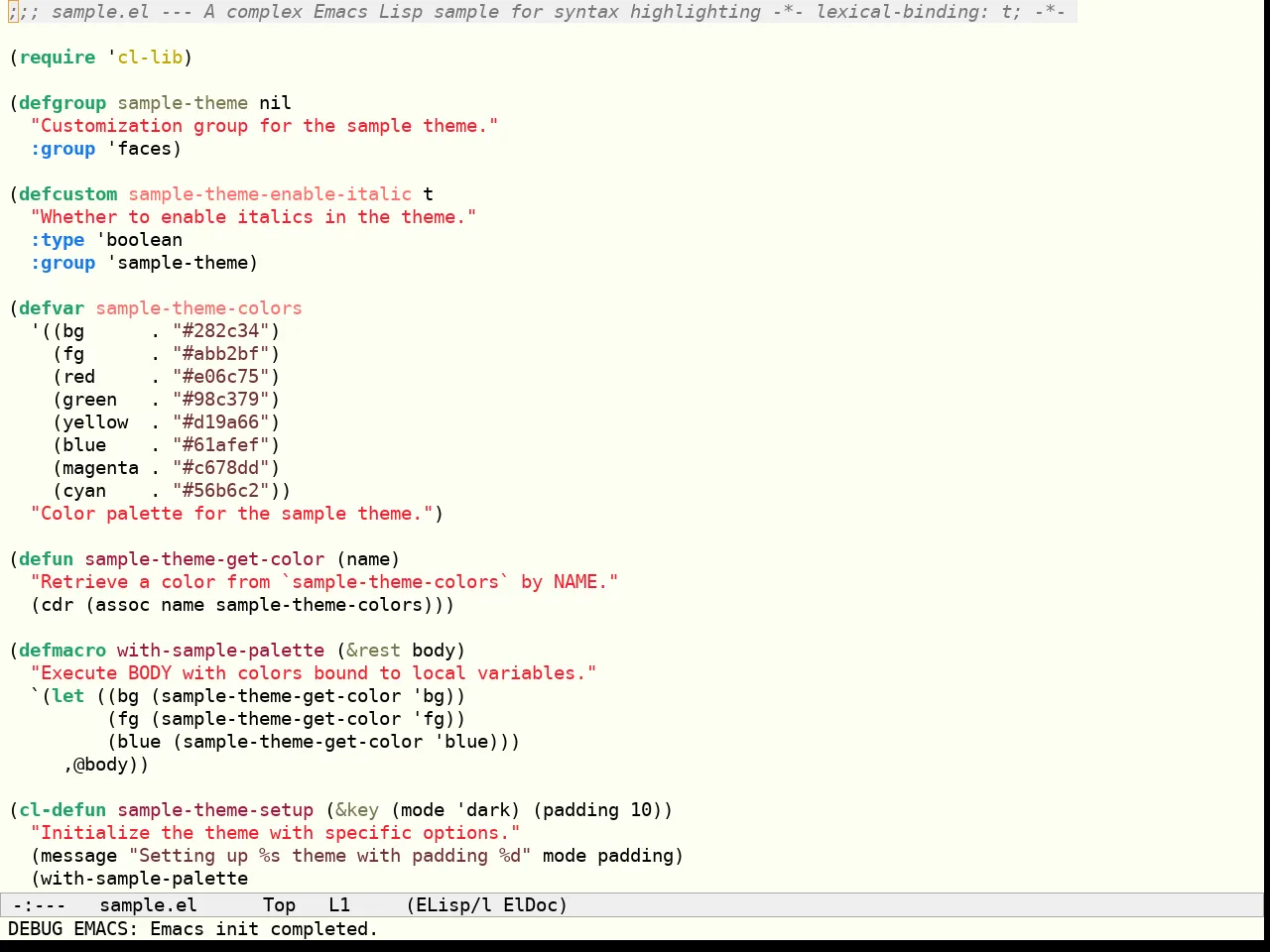 Sculpture Themes Light Theme in emacs-lisp-mode
