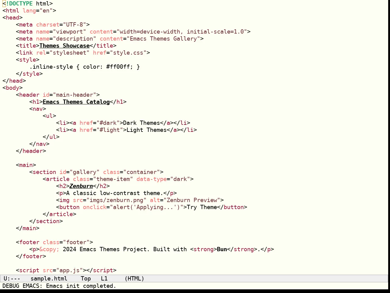 Sculpture Themes Light Theme in html-mode