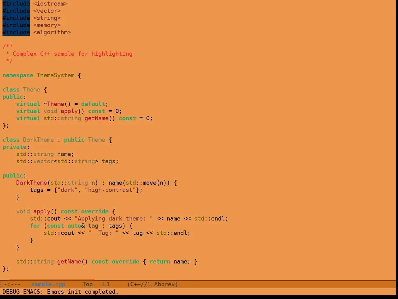 Sculpture Themes Pastel Theme in c++-mode