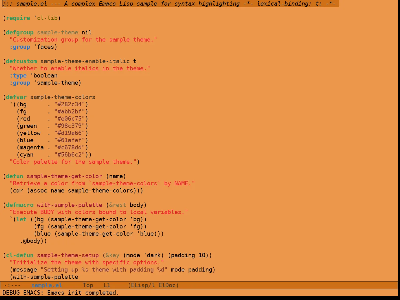 Sculpture Themes Pastel Theme in emacs-lisp-mode