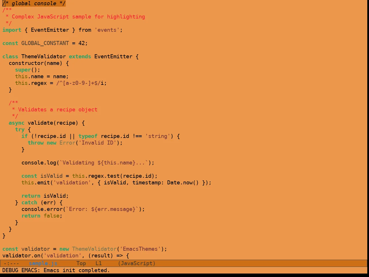 Sculpture Themes Pastel Theme in javascript-mode