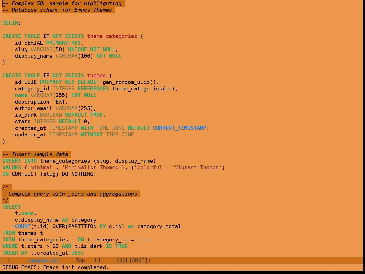 Sculpture Themes Pastel Theme in sql-mode