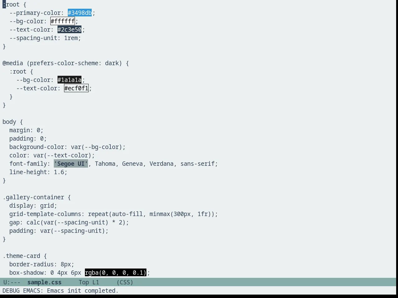 Seagreenless Theme in css-mode