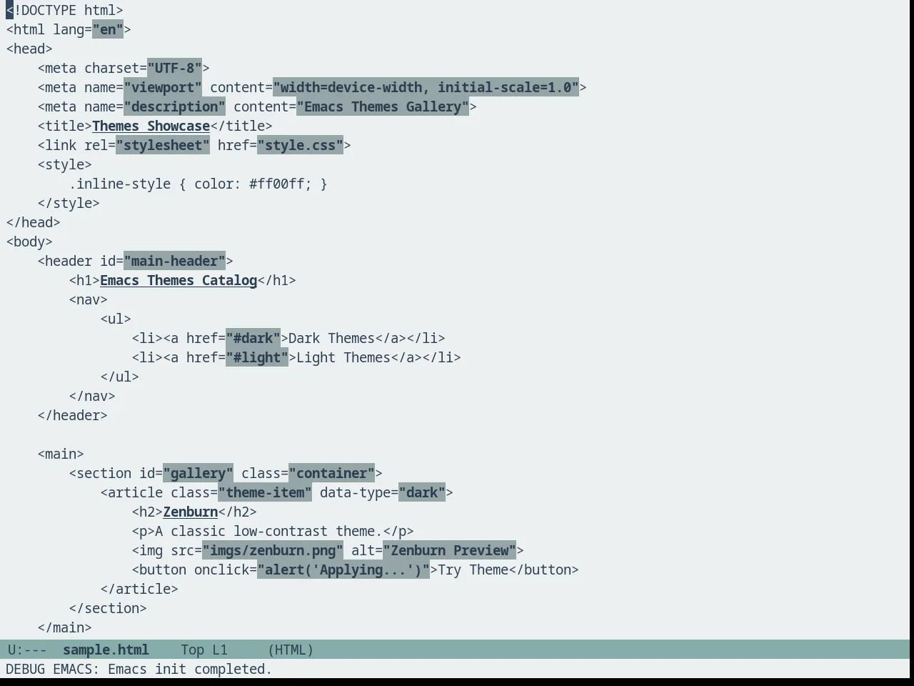 Seagreenless Theme in html-mode