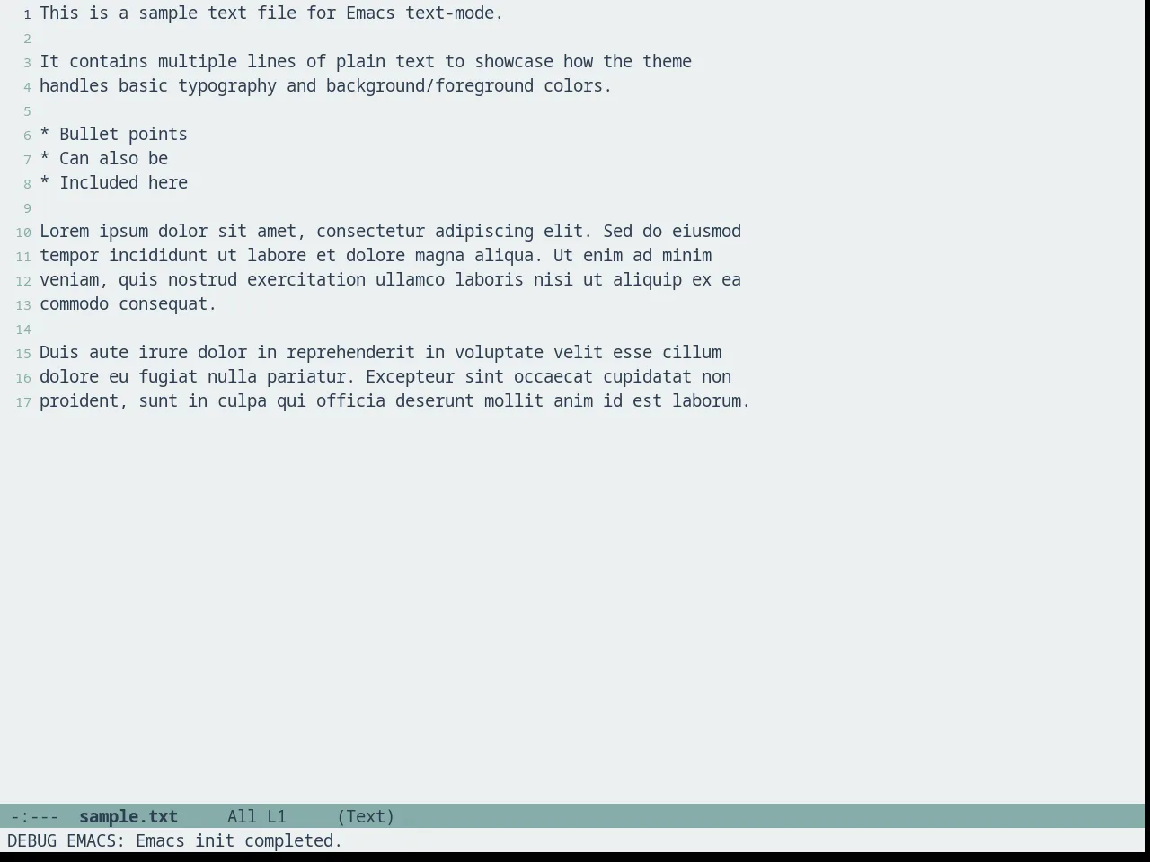 Seagreenless Theme in text-mode