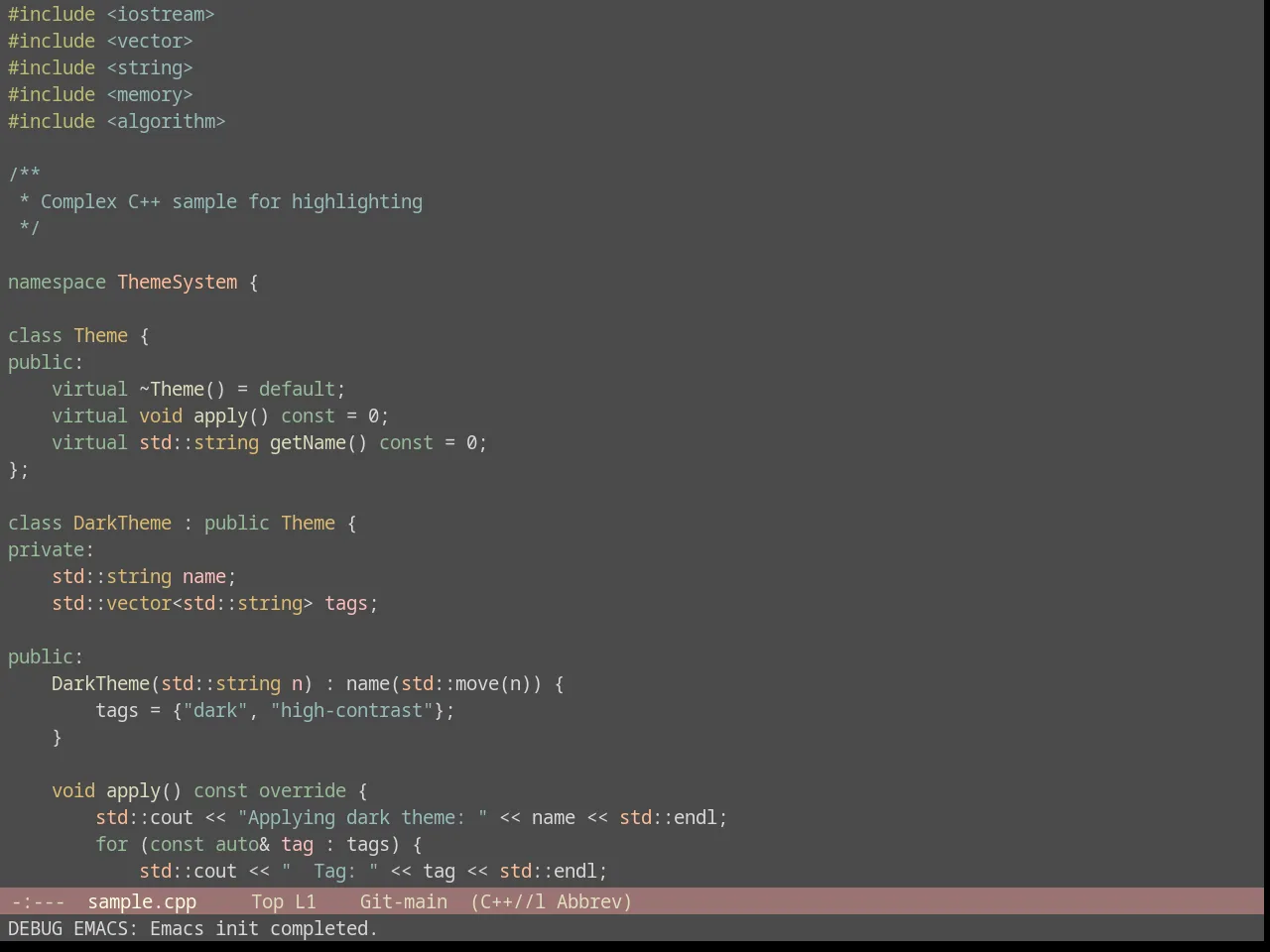 Seoul256 Theme in c++-mode