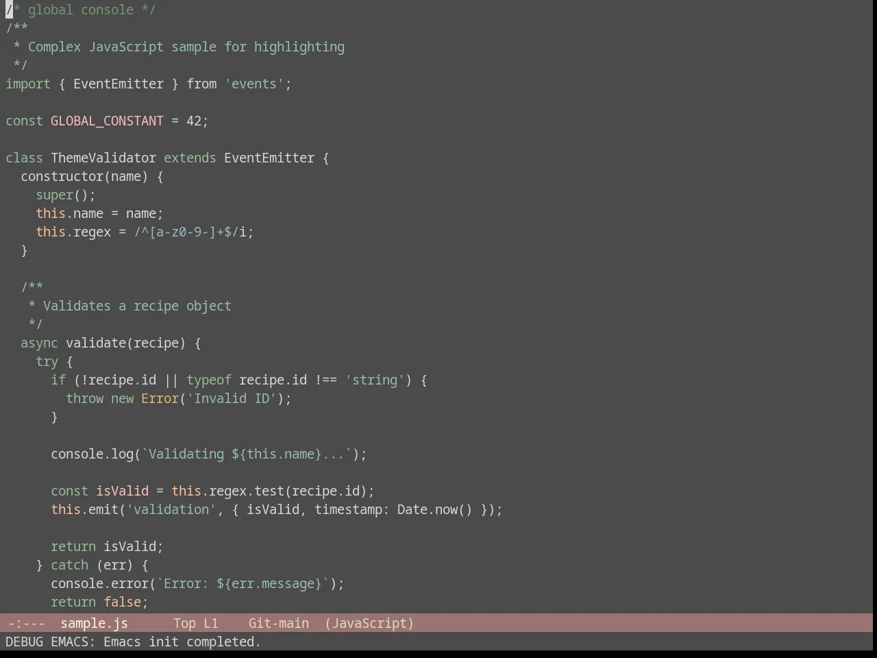 Seoul256 Theme in javascript-mode