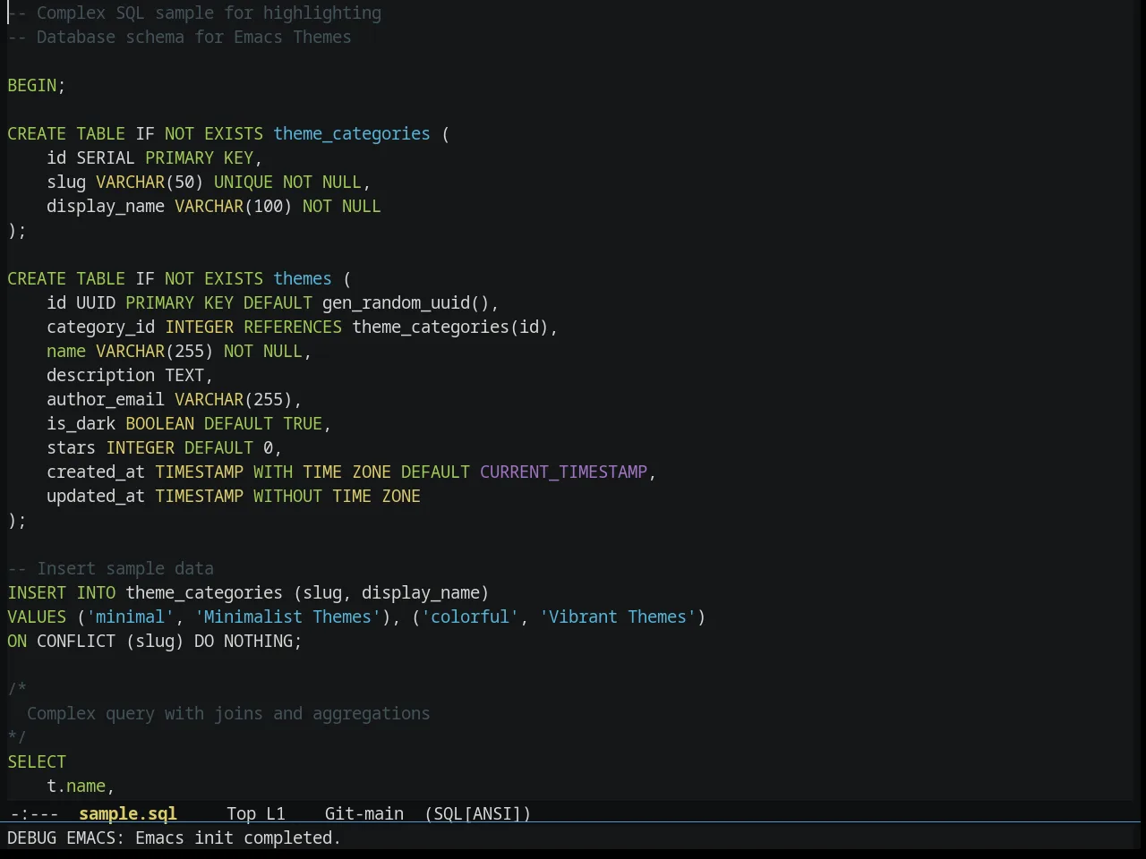 Seti Theme in sql-mode