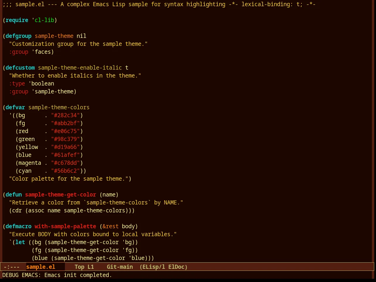 Seventies Theme in emacs-lisp-mode