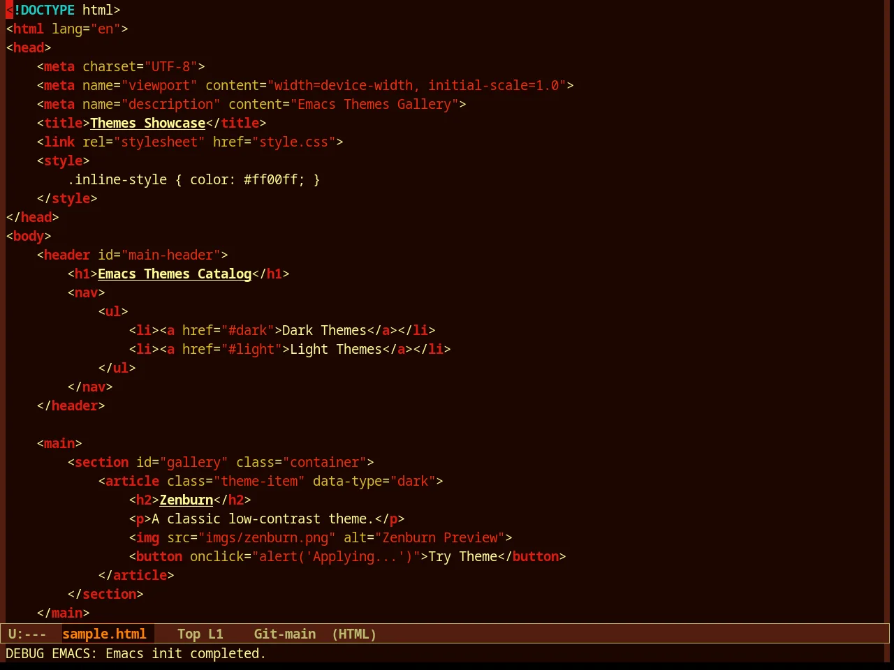 Seventies Theme in html-mode