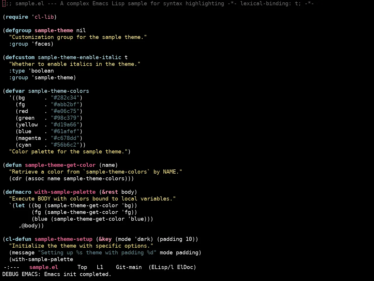 Ewal Sexy Colorfulcolors Theme in emacs-lisp-mode