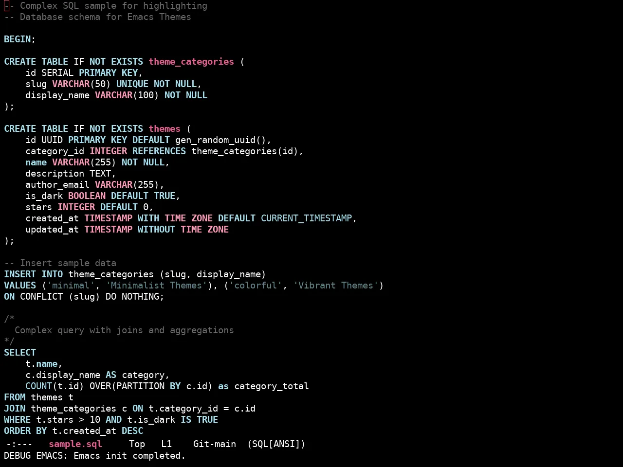 Ewal Sexy Colorfulcolors Theme in sql-mode
