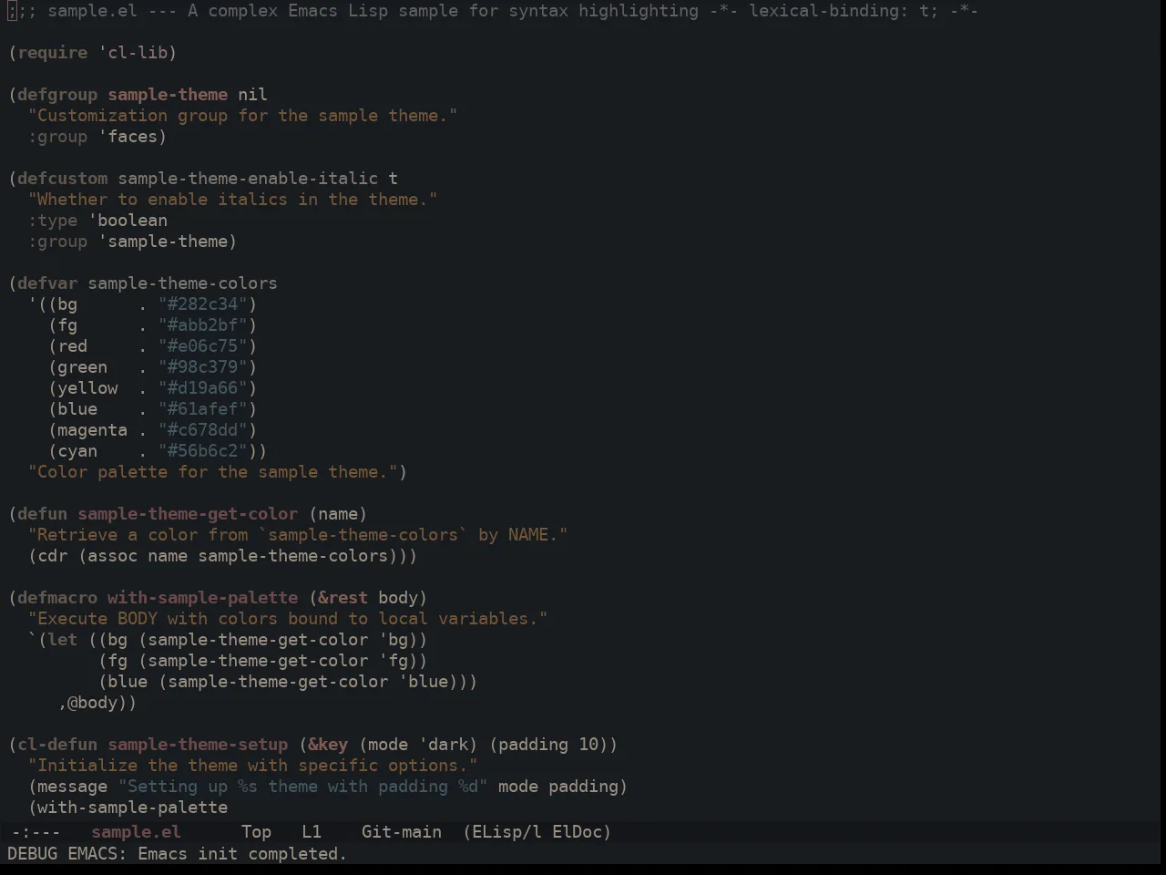 Ewal Sexy Dawn Theme in emacs-lisp-mode