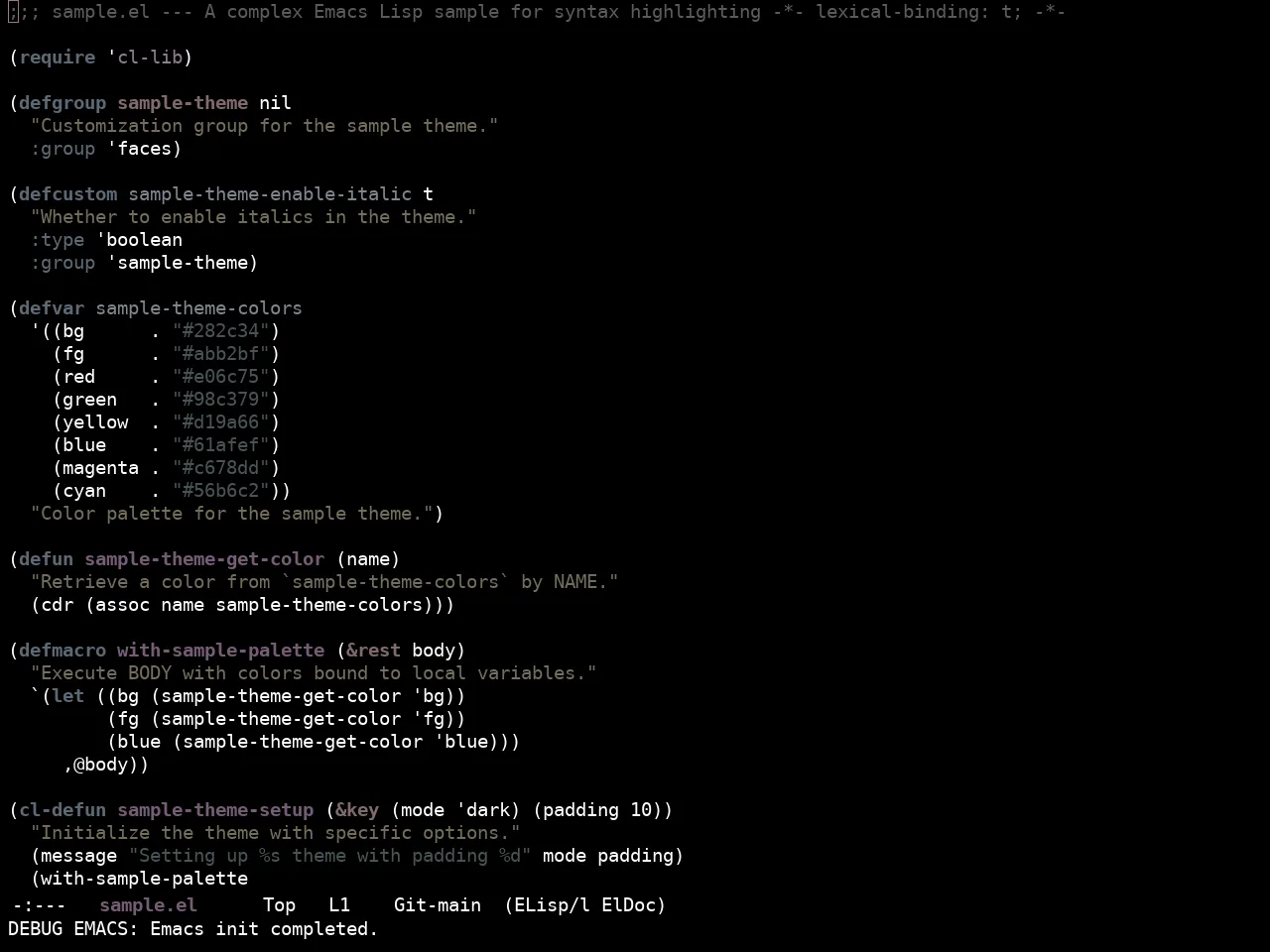 Ewal Sexy Deafened Theme in emacs-lisp-mode