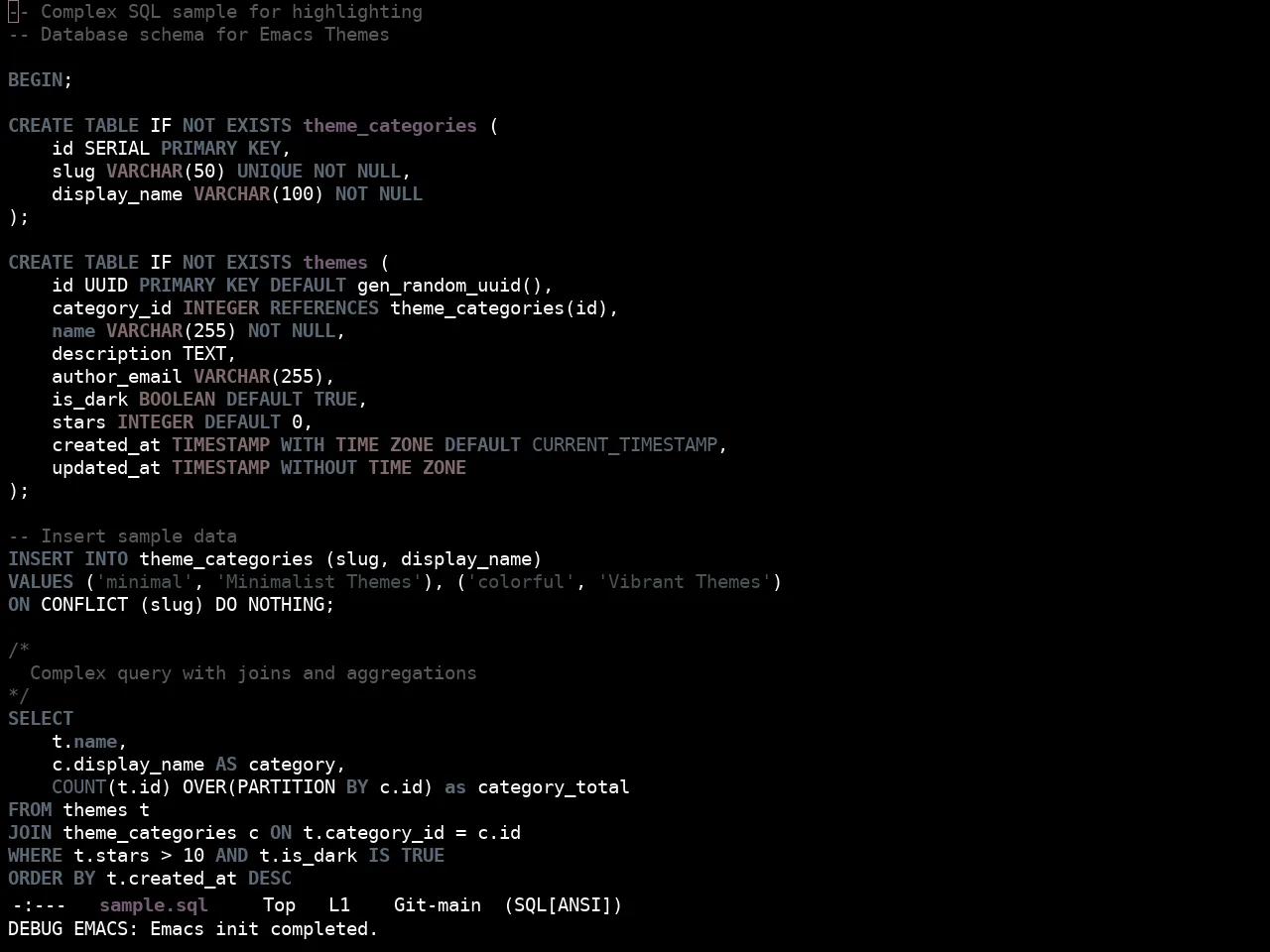 Ewal Sexy Deafened Theme in sql-mode