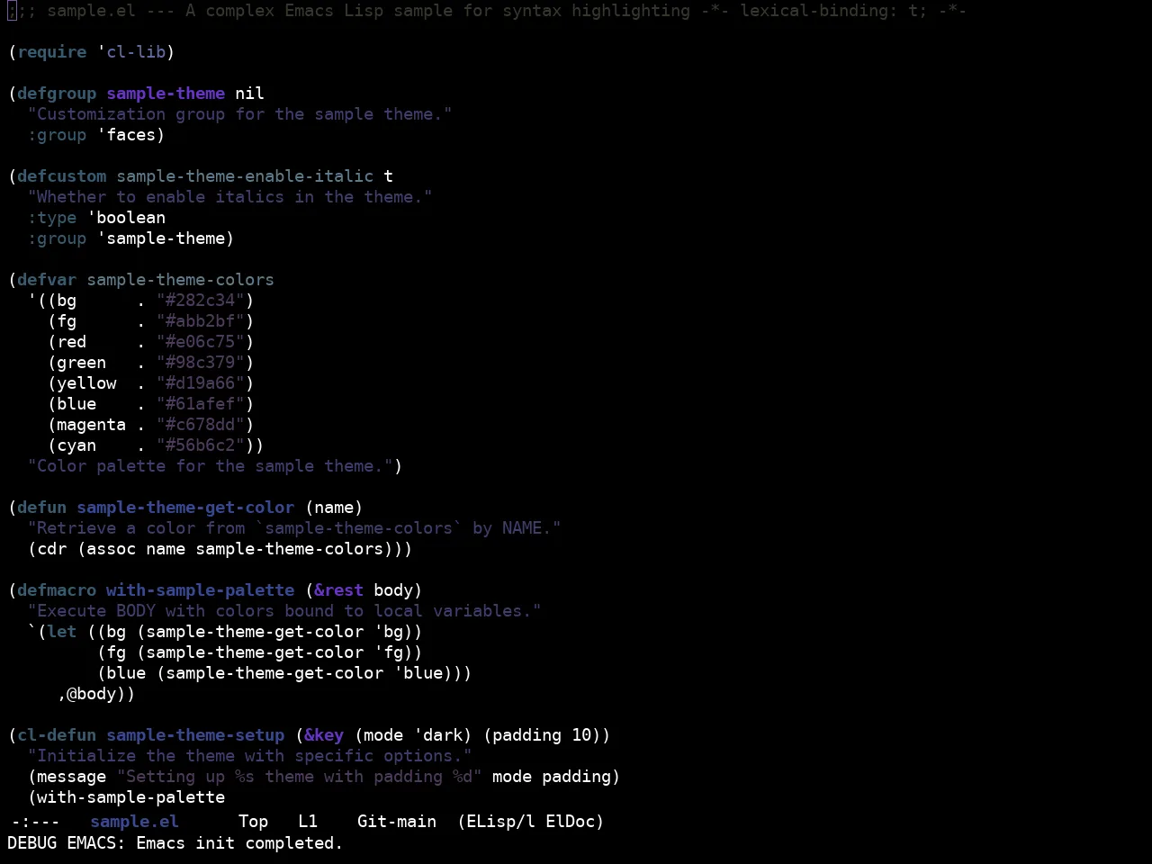 Ewal Sexy Doomicideocean Theme in emacs-lisp-mode
