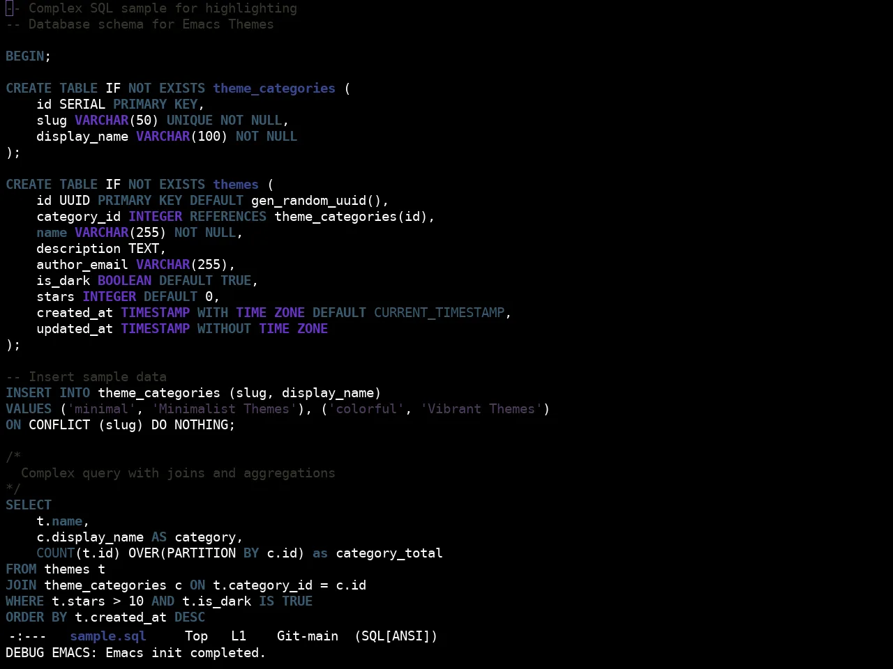 Ewal Sexy Doomicideocean Theme in sql-mode