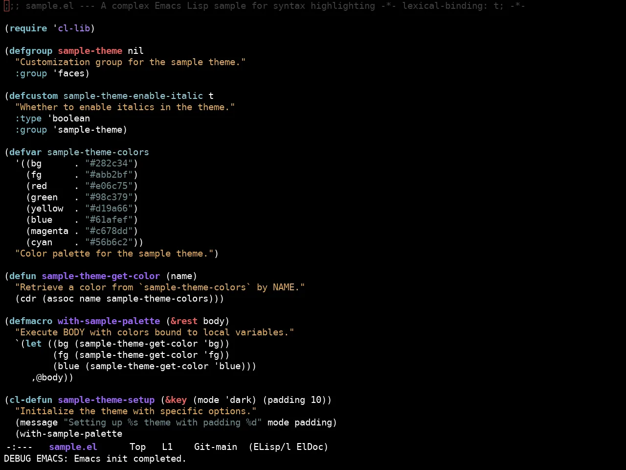 Ewal Sexy Dotshare Theme in emacs-lisp-mode
