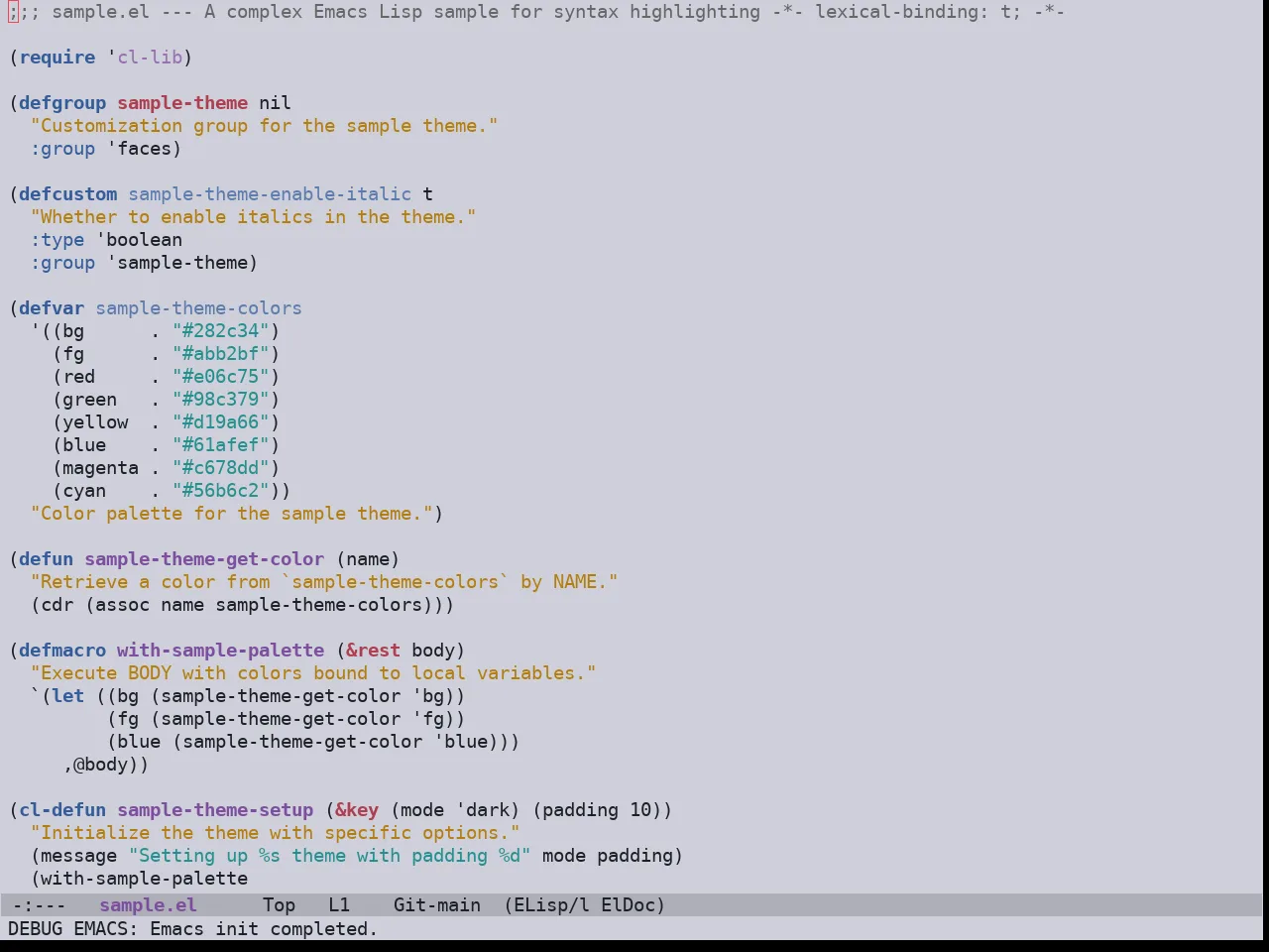 Ewal Sexy Euphrasia Theme in emacs-lisp-mode