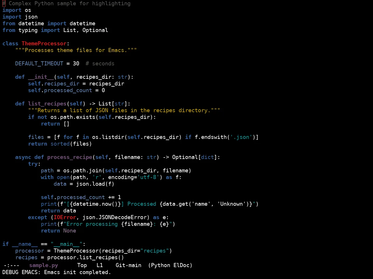 Ewal Sexy Gnometerm Theme in python-mode
