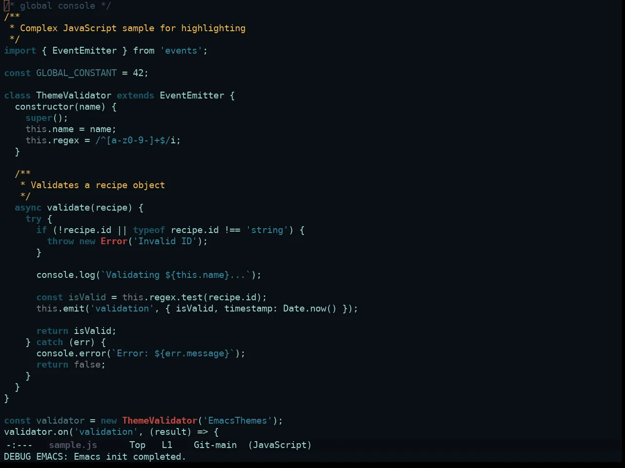 Ewal Sexy Gotham Theme in javascript-mode