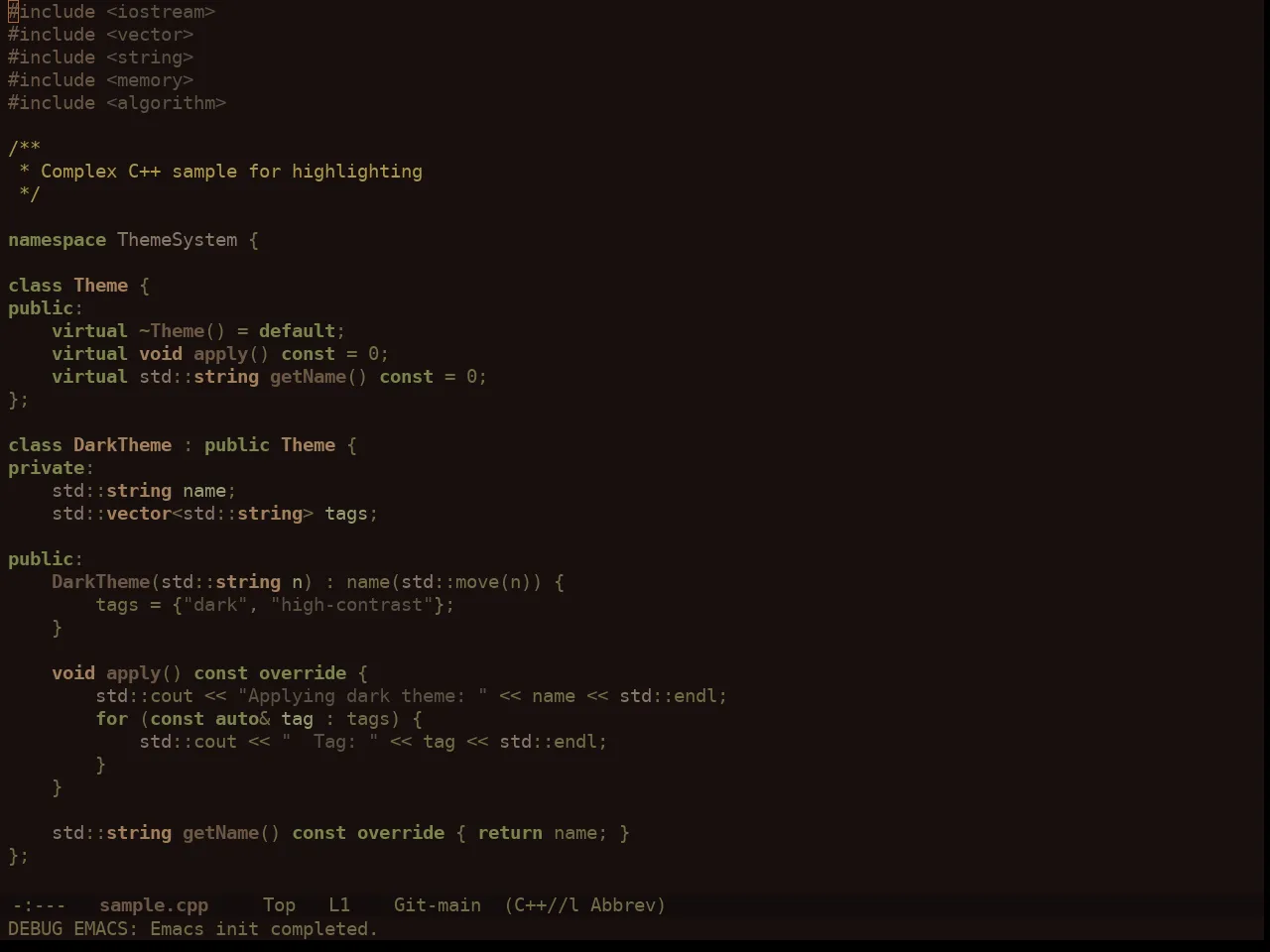 Ewal Sexy Gslob Nature Suede Theme in c++-mode