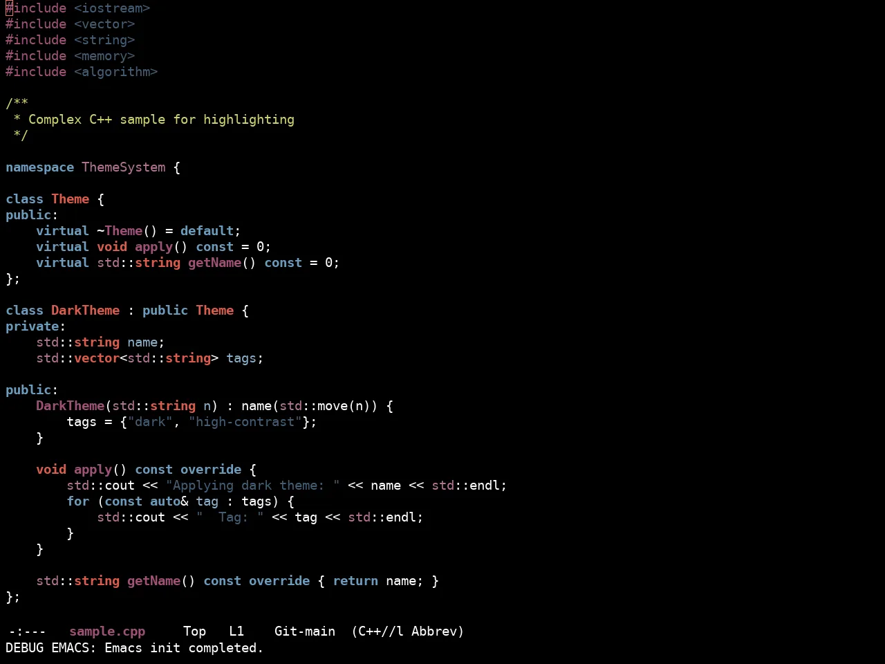 Ewal Sexy Hybrid Theme in c++-mode