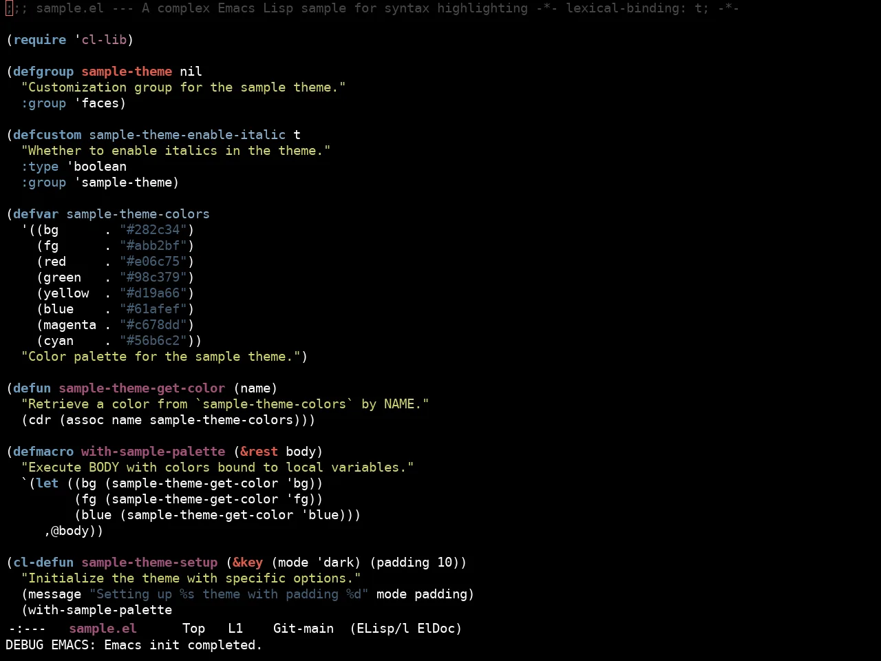 Ewal Sexy Hybrid Theme in emacs-lisp-mode