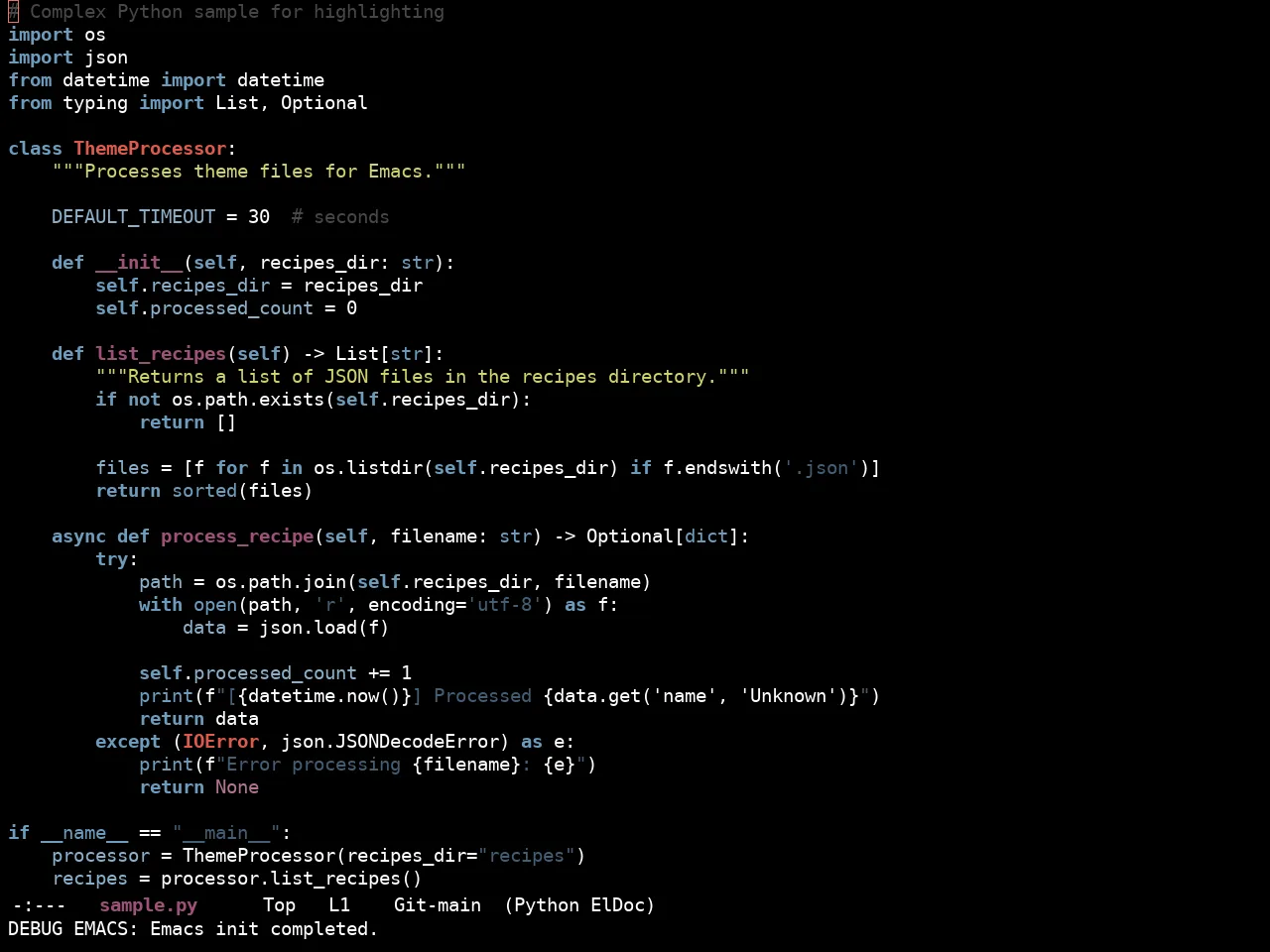 Ewal Sexy Hybrid Theme in python-mode