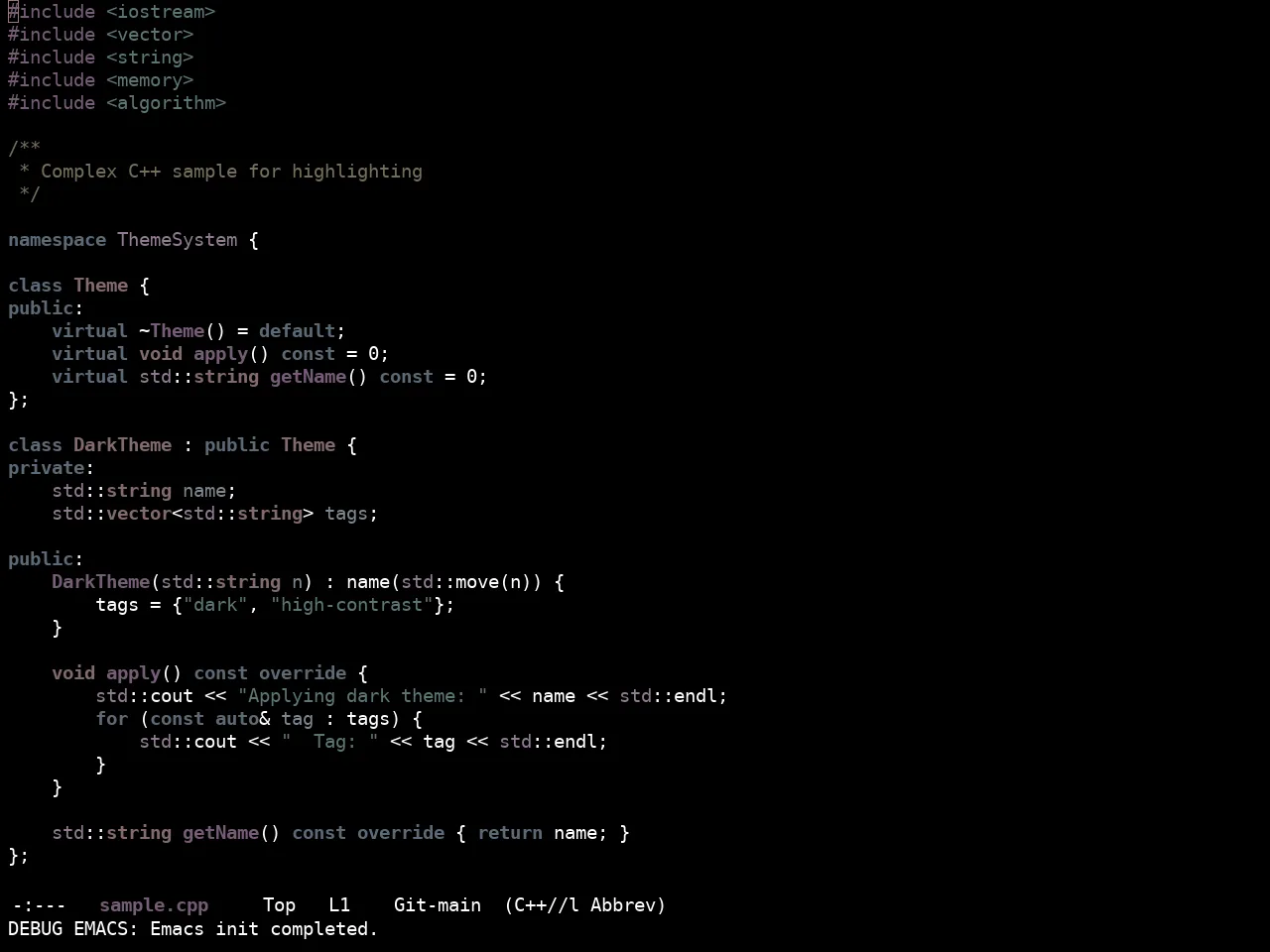 Ewal Sexy Insignificato Theme in c++-mode