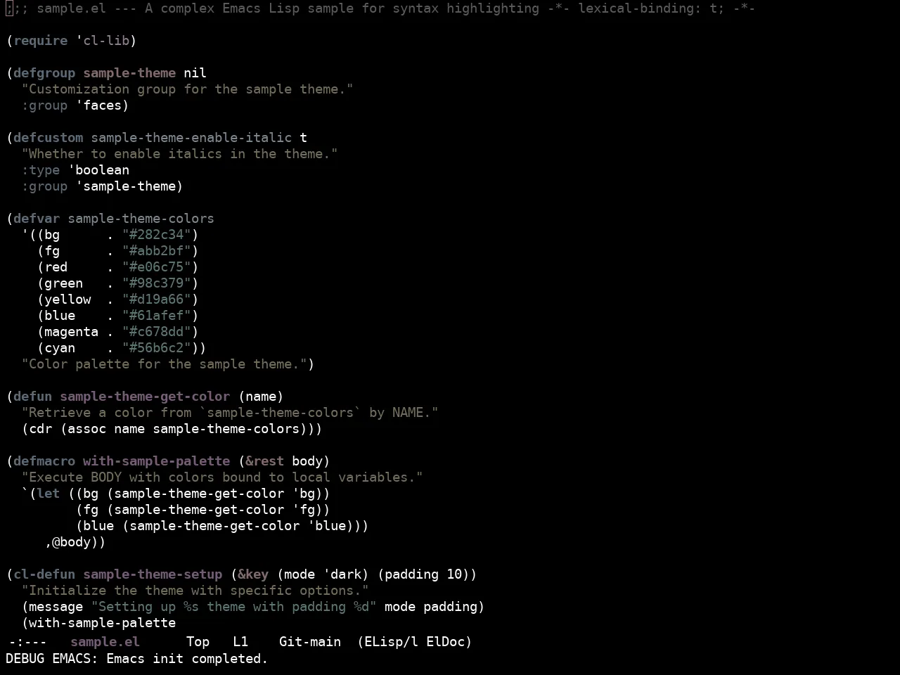 Ewal Sexy Insignificato Theme in emacs-lisp-mode