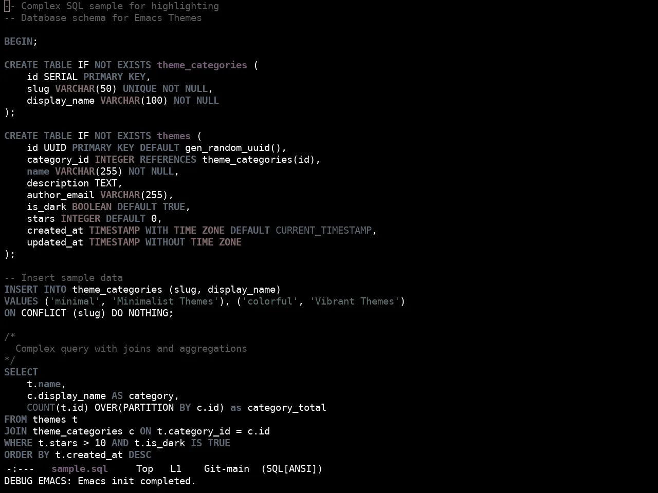 Ewal Sexy Insignificato Theme in sql-mode