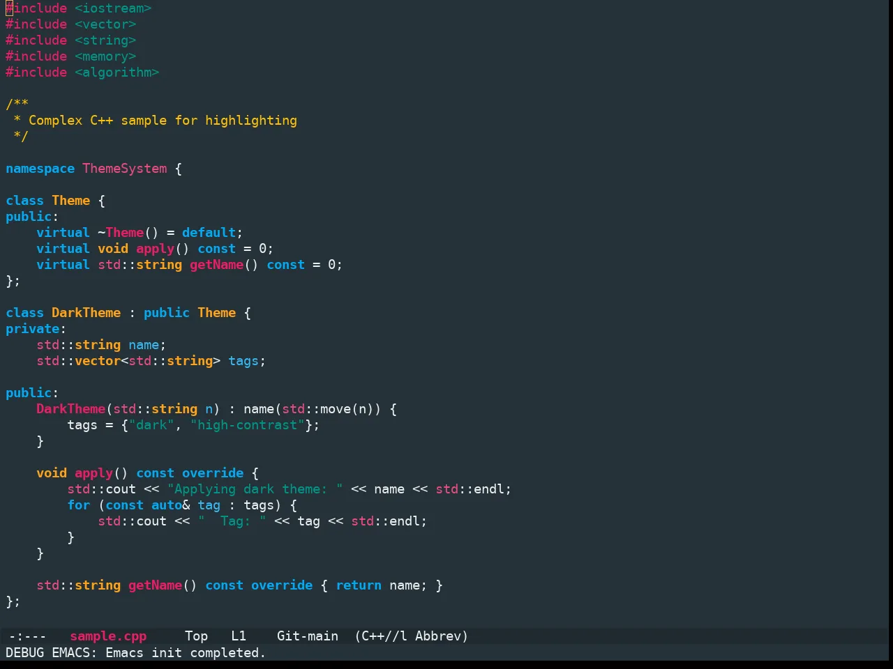 Ewal Sexy Material Theme in c++-mode