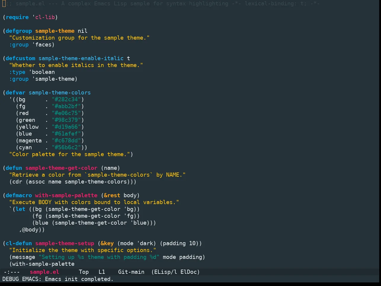 Ewal Sexy Material Theme in emacs-lisp-mode