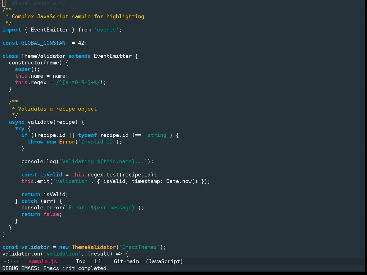 Ewal Sexy Material Theme in javascript-mode