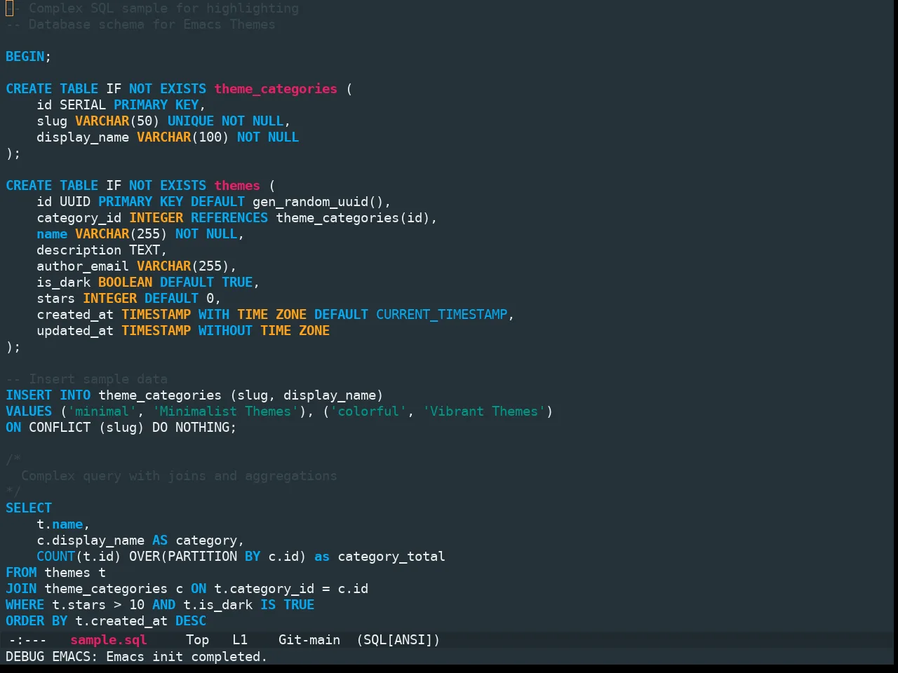 Ewal Sexy Material Theme in sql-mode