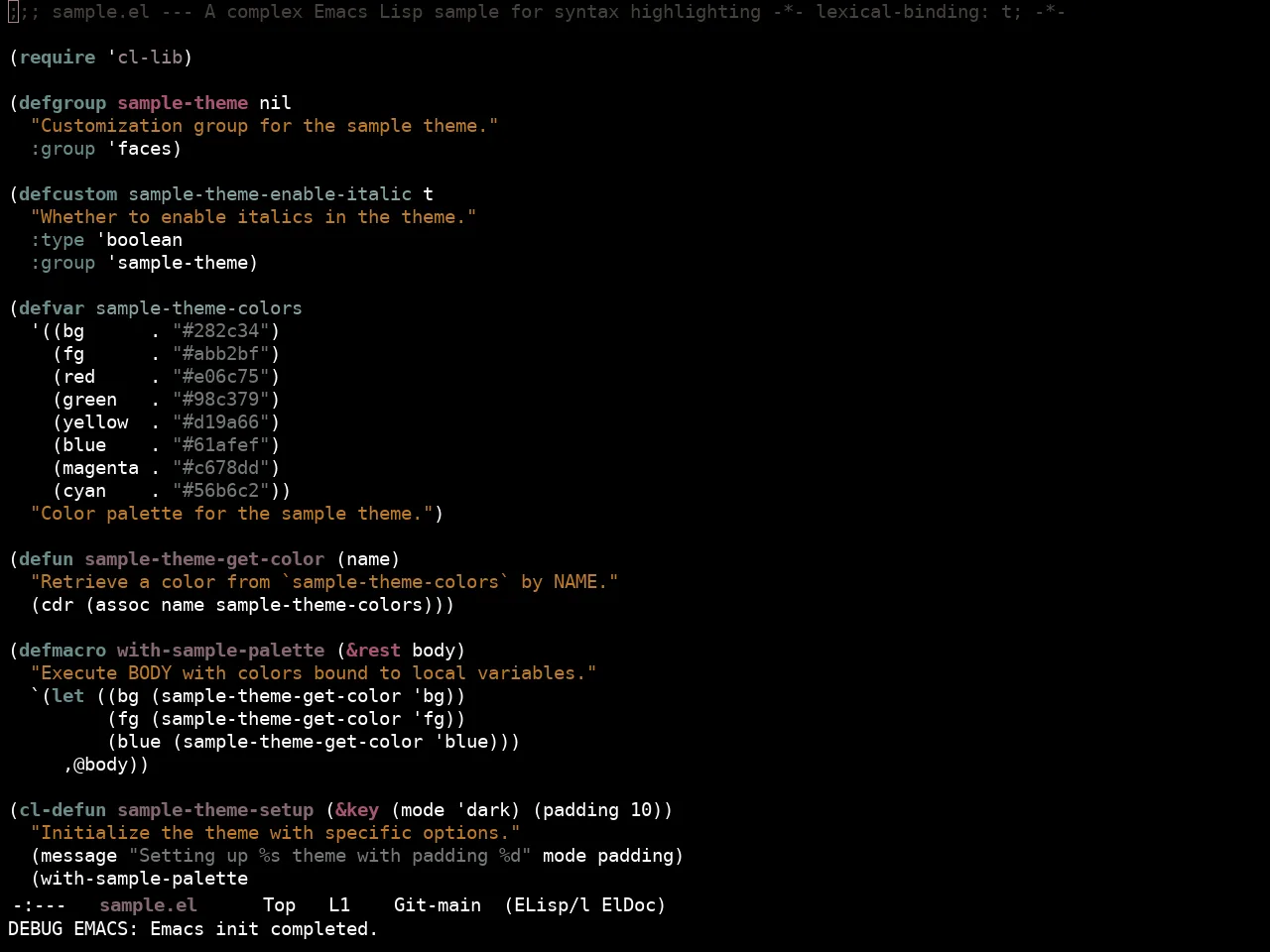 Ewal Sexy Mikado Theme in emacs-lisp-mode