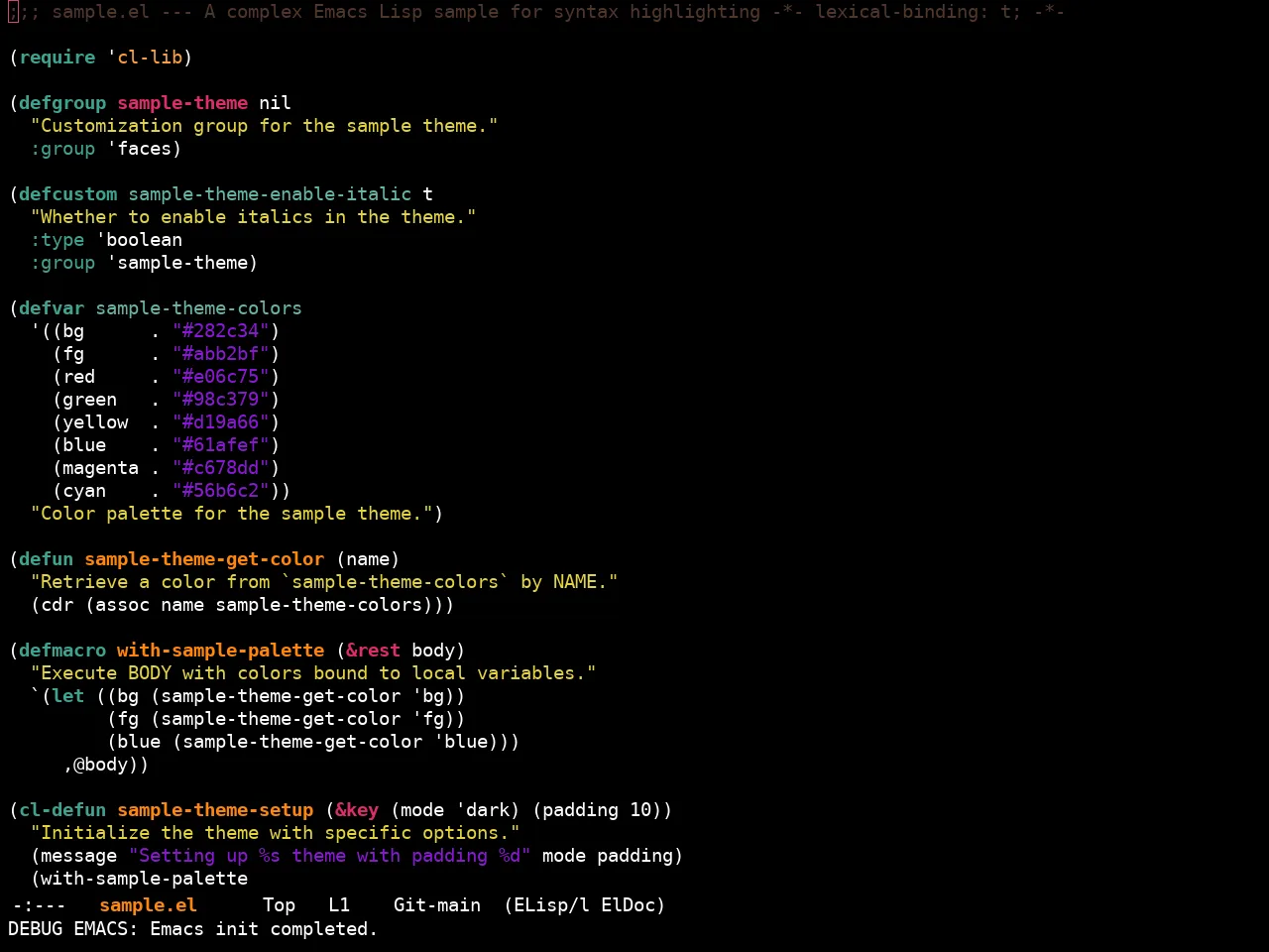 Ewal Sexy Mikazuki Theme in emacs-lisp-mode