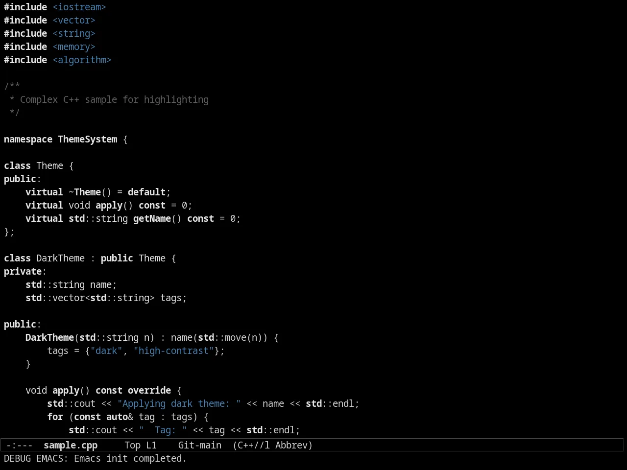 Sexy Monochrome Theme in c++-mode